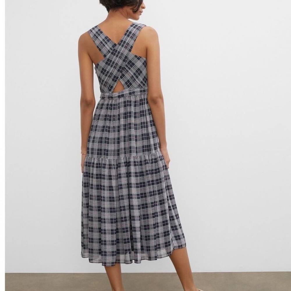 NWT Club Monaco Plaid Cross-Back Dress - Picture 2 of 11